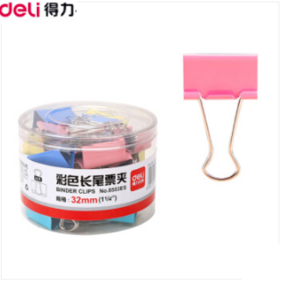 得力(deli)24只32mm彩色長尾夾票夾 3#金屬燕尾夾票據(jù)夾子 辦公用品 8553ES 得力(deli)彩色長尾8553ES