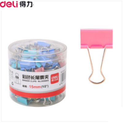 得力(deli)60只15mm彩色長尾夾票夾 6#金屬燕尾夾票據(jù)夾子 辦公用品 8556ES 得力(deli)彩色長尾8556ES