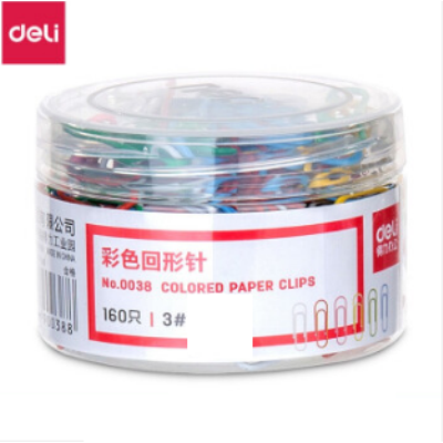 得力(deli)彩色回形針大號(hào)3號(hào)29mm/盒 曲別針收納盒財(cái)務(wù)裝訂辦公用品得力(deli)曲別針0038